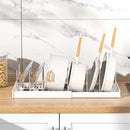Expandable Pans Organizer Rack 7 Adjustable Compartments Dish Storage Rack Pot Lid Organizer Pots Holder Kitchen Utensils Rack