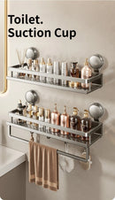 Multifunctional Suction Cup Rack Kitchen Utensils Storage Wall Mounted Spice Holder Bathroom Organizer No Drilling Required