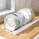 Expandable Pans Organizer Rack 7 Adjustable Compartments Dish Storage Rack Pot Lid Organizer Pots Holder Kitchen Utensils Rack