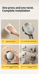 Multifunctional Suction Cup Rack Kitchen Utensils Storage Wall Mounted Spice Holder Bathroom Organizer No Drilling Required