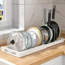 Expandable Pans Organizer Rack 7 Adjustable Compartments Dish Storage Rack Pot Lid Organizer Pots Holder Kitchen Utensils Rack