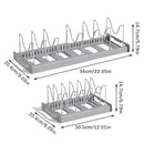 Expandable Pans Organizer Rack 7 Adjustable Compartments Dish Storage Rack Pot Lid Organizer Pots Holder Kitchen Utensils Rack