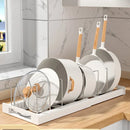 Expandable Pans Organizer Rack 7 Adjustable Compartments Dish Storage Rack Pot Lid Organizer Pots Holder Kitchen Utensils Rack