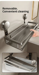 Multifunctional Suction Cup Rack Kitchen Utensils Storage Wall Mounted Spice Holder Bathroom Organizer No Drilling Required