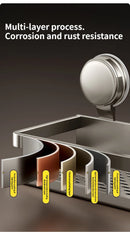 Multifunctional Suction Cup Rack Kitchen Utensils Storage Wall Mounted Spice Holder Bathroom Organizer No Drilling Required