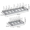 Expandable Pans Organizer Rack 7 Adjustable Compartments Dish Storage Rack Pot Lid Organizer Pots Holder Kitchen Utensils Rack