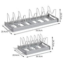 Expandable Pans Organizer Rack 7 Adjustable Compartments Dish Storage Rack Pot Lid Organizer Pots Holder Kitchen Utensils Rack